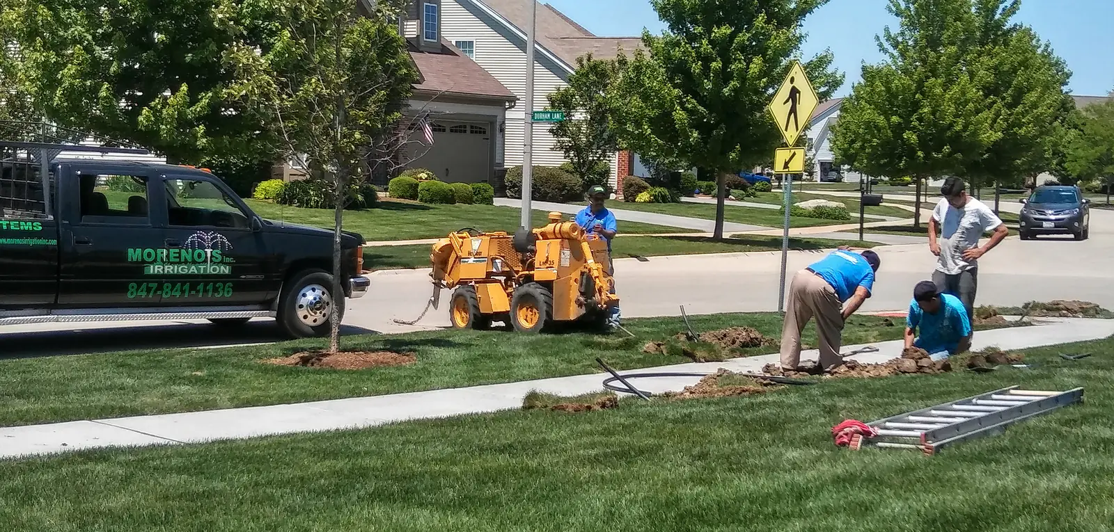 Moreno's Irrigation crew installing underground irrigation lines